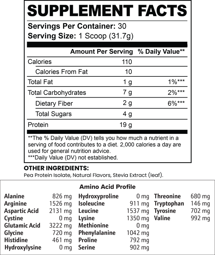 Chocolate Vegan Pea Protein Isolate Powder, 2.09 lbs