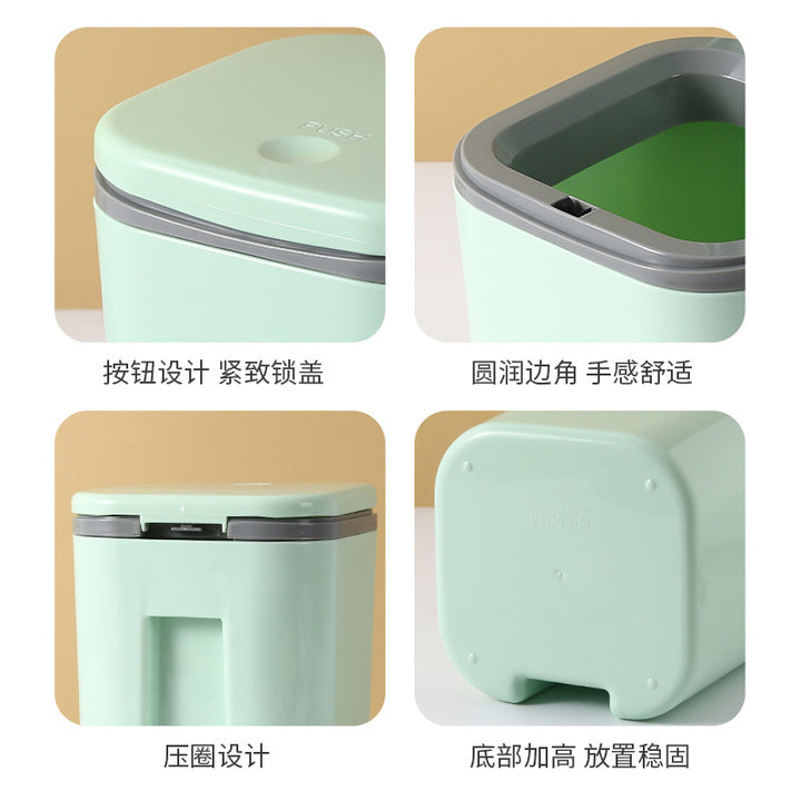 Small Desktop Trash Can for Home Office High-End Dormitory Press with Lid Mini Plastic Storage Trash Can