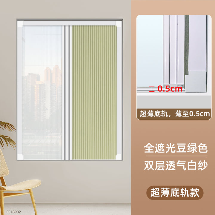 Day and Night Honeycomb Curtains for Bedrooms, Punch-Free Honeycomb Sunshades, Push-Pull Blackout Invisible Folding Embedded Blinds