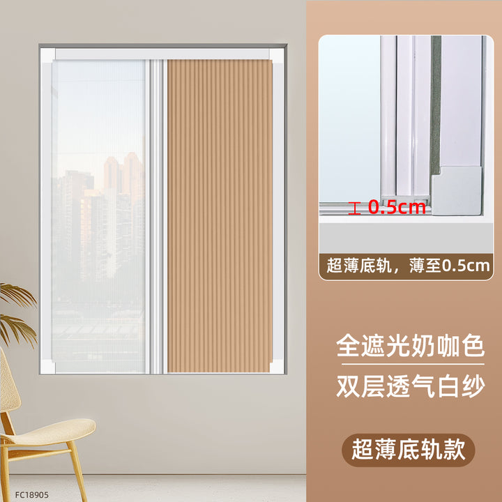 Day and Night Honeycomb Curtains for Bedrooms, Punch-Free Honeycomb Sunshades, Push-Pull Blackout Invisible Folding Embedded Blinds