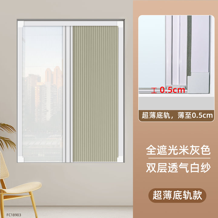 Day and Night Honeycomb Curtains for Bedrooms, Punch-Free Honeycomb Sunshades, Push-Pull Blackout Invisible Folding Embedded Blinds