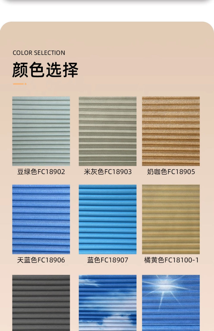 Day and Night Honeycomb Curtains for Bedrooms, Punch-Free Honeycomb Sunshades, Push-Pull Blackout Invisible Folding Embedded Blinds